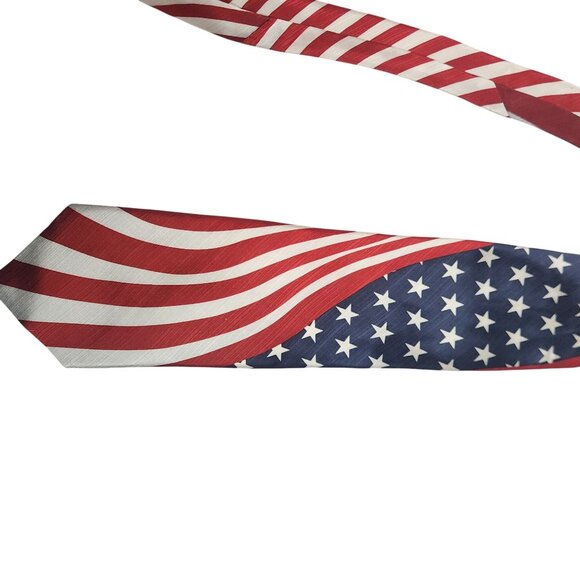 Patriotic American Flag Necktie Red White & Blue American Traditions Silk - Picture 6 of 6